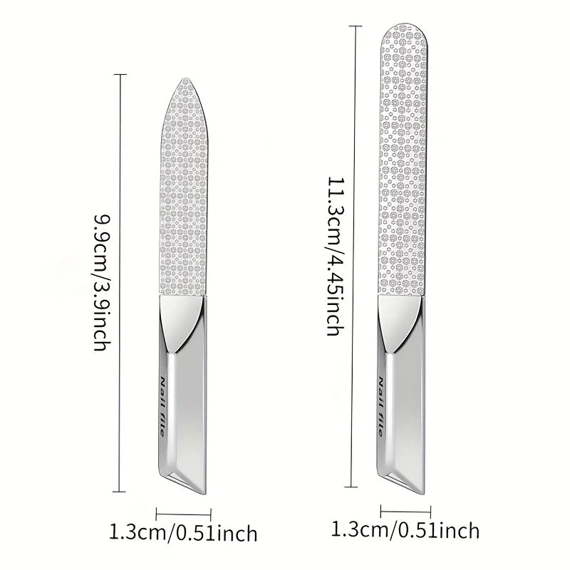2pcs Double-Sided Stainless Steel Nail File Set | Manicure & Pedicure Nail File Set PLUSH
