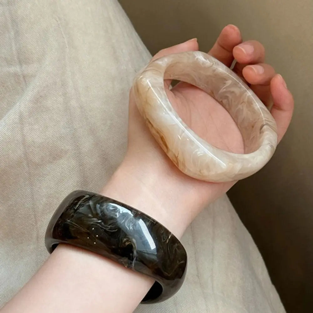 Bohemian Wide Acrylic Bangle – Smudge Pattern Bracelet for Women Acrylic Bangle Bracelet PLUSH