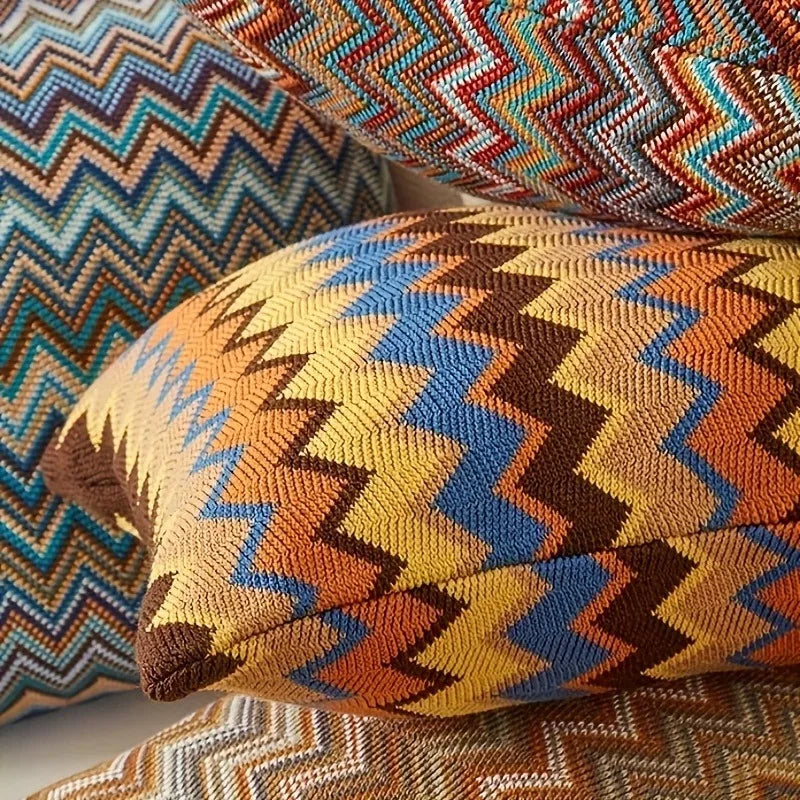 Bohemian Knit Pillow Cover 45x45cm – Striped Cushion Case Knit Pillow Cover PLUSH
