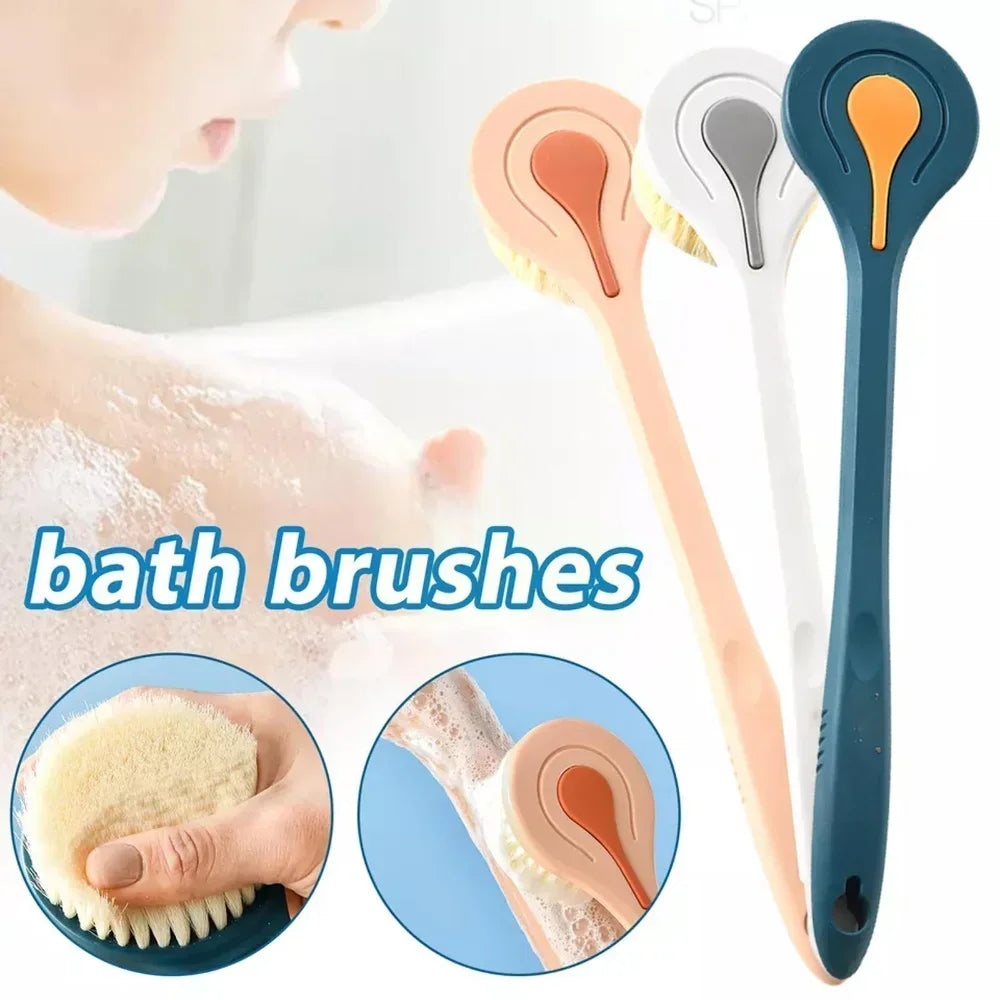 Long Handle Back Bath Brush – Soft Bristle Shower Scrubber Bath Body Brush PLUSH