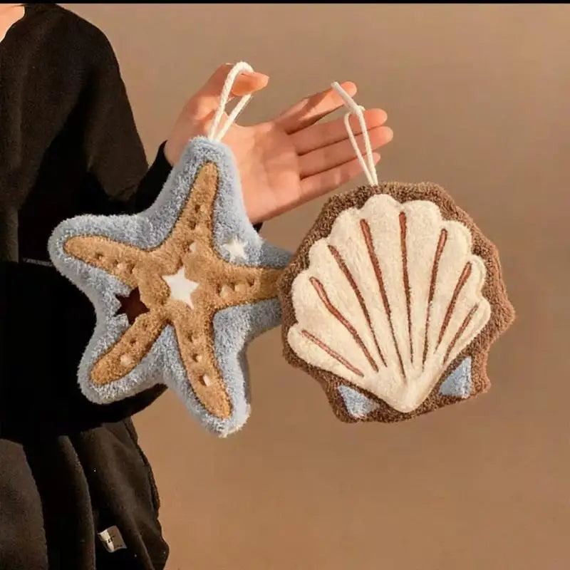 Starfish Hand Towel Super Absorbent Coral Fleece with Hook Decorative Hand Towel PLUSH