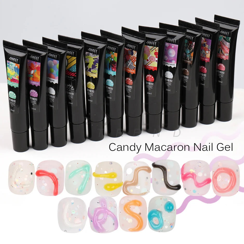 6pcs 5D Jelly Pudding Nail Gel – Macaron Emboss DIY Set Nail Gel Polish PLUSH