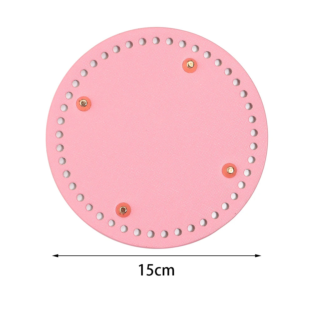 Round PU Leather Bag Base with Rivets – 12/15/18cm DIY Handbag Bag Making Base PLUSH pink 15cm
