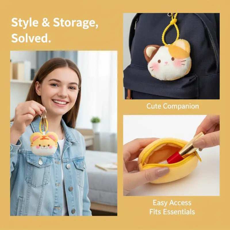 Kawaii Plush Coin Bag – Backpack Pendant & Keychain Pouch Plush Coin Pouch PLUSH
