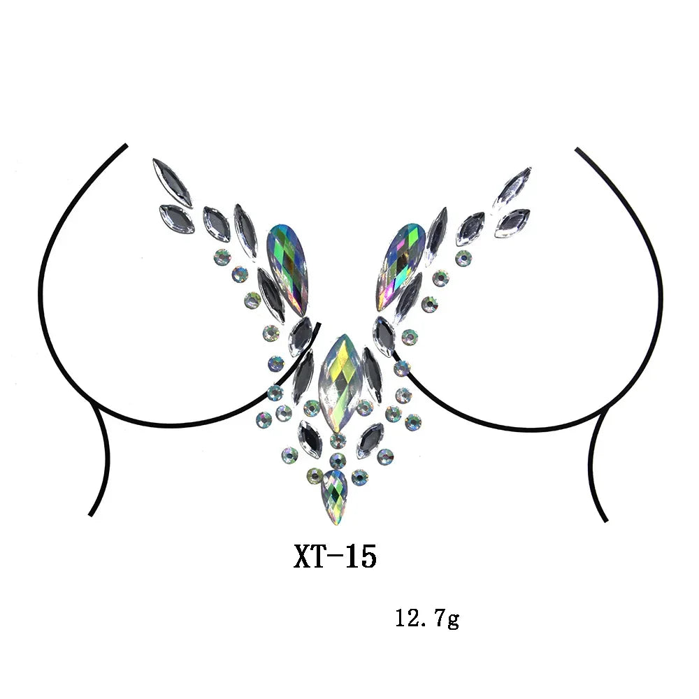 Crystal Rhinestone Body & Face Jewel Stickers – Temporary Tattoo Body Jewel Stickers PLUSH XT-15