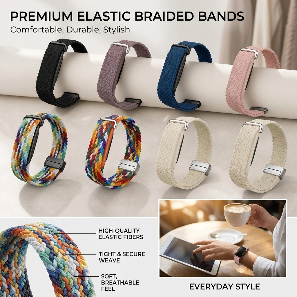 Braided Nylon Magnetic Band for Google Fitbit Air – 18mm Fitness Tracker Band PLUSH