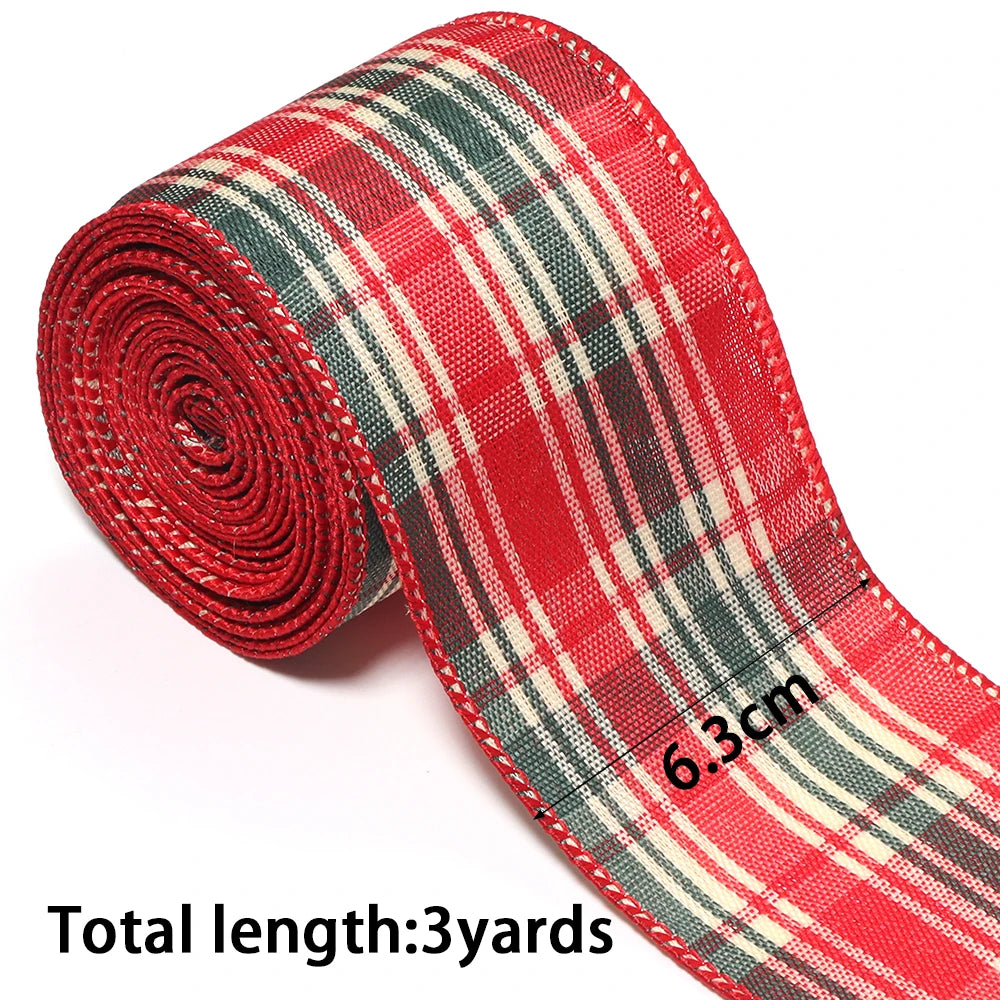 3 Yards Red Green Plaid Christmas Ribbon – DIY Gift Wrap Craft Ribbon PLUSH