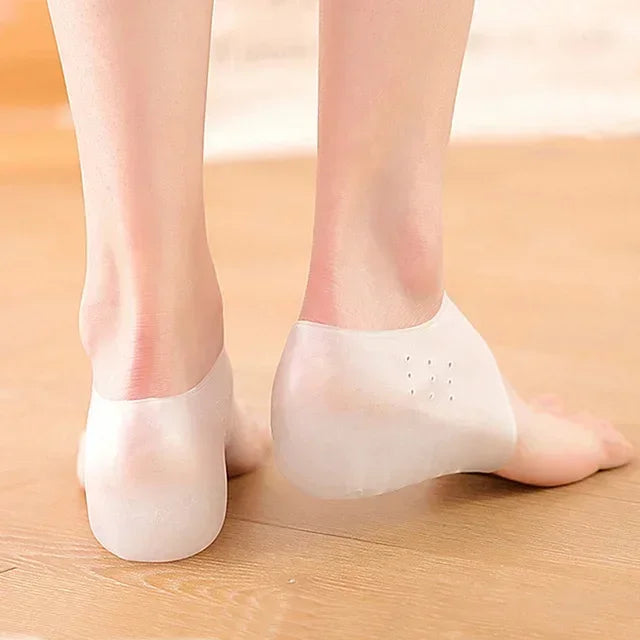 Invisible Height Increase Silicone Gel Heel Pads – Unisex Heel Lift Insoles PLUSH 4cm White