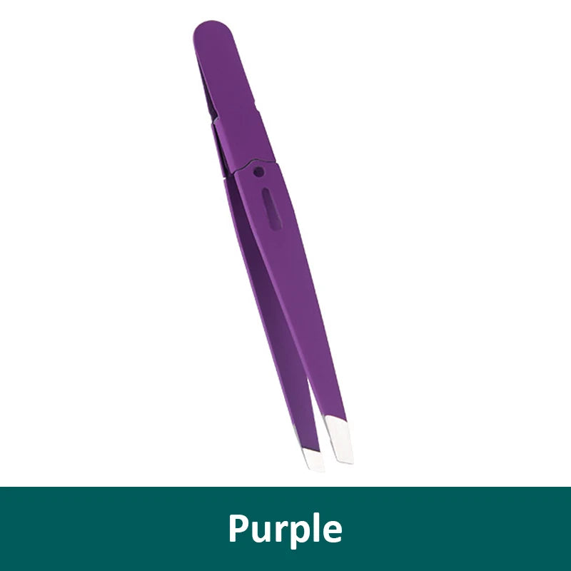 Stainless Steel Eyebrow Tweezers – Facial & Nose Hair Clip Eyebrow Tweezers PLUSH Purple