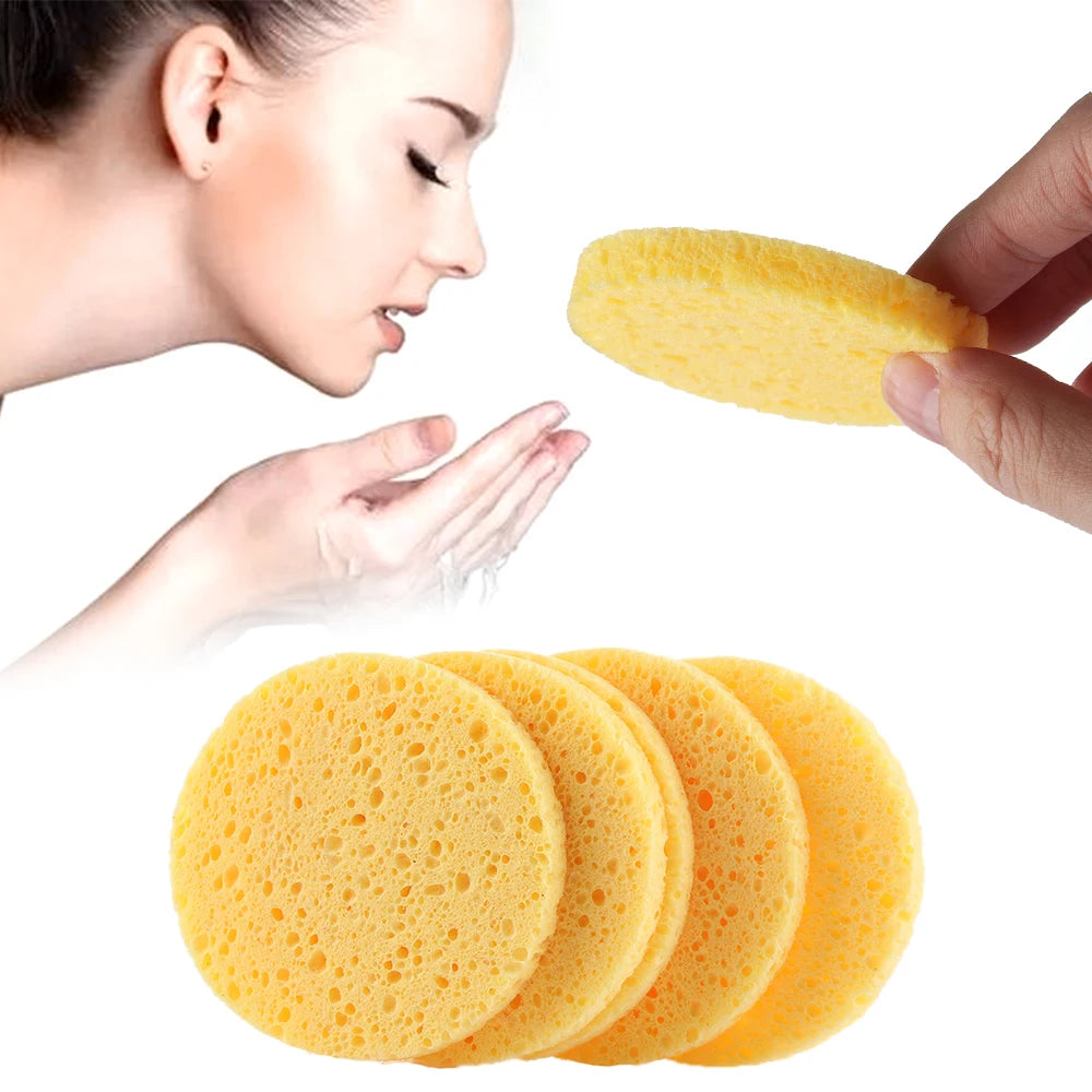 4-Pack Natural Cellulose Facial Sponge Makeup Remover Puffs 6cm Facial Cleansing Sponge PLUSH