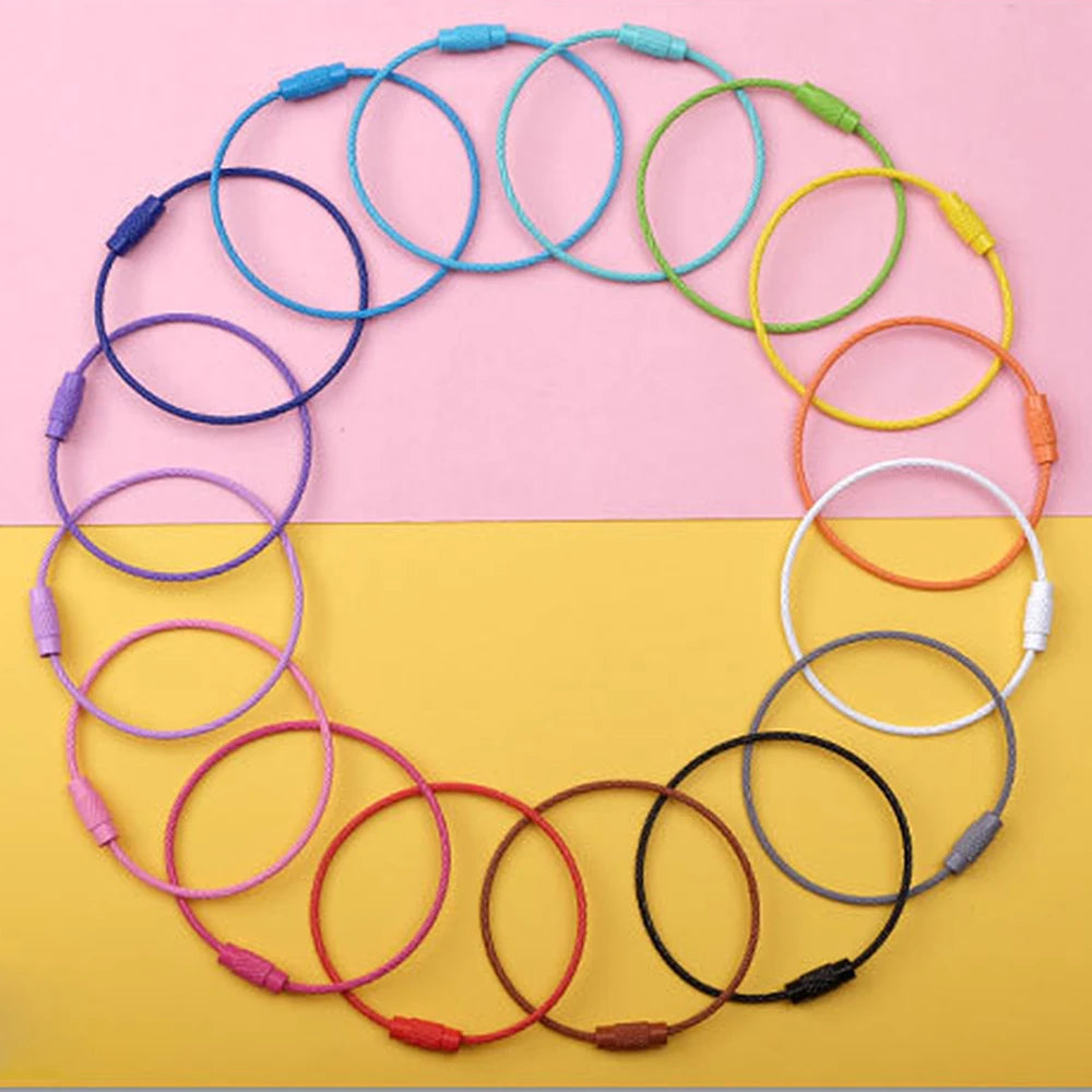 Stainless Steel Rotating Wire Key Ring – Color Keychain 5/10pcs Key Ring Keychain PLUSH