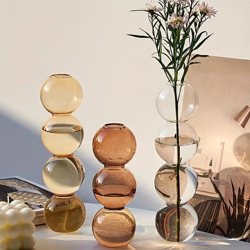 Nordic Glass Bubble Vase – Clear Bud Vase & Hydroponic Planter Glass Bud Vase PLUSH