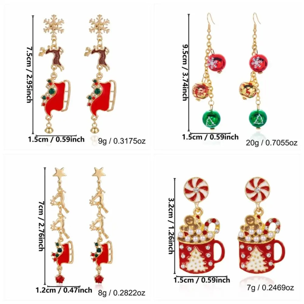 Rhinestone Snowflake Christmas Drop Earrings | Festive Dangle Christmas Drop Earrings PLUSH