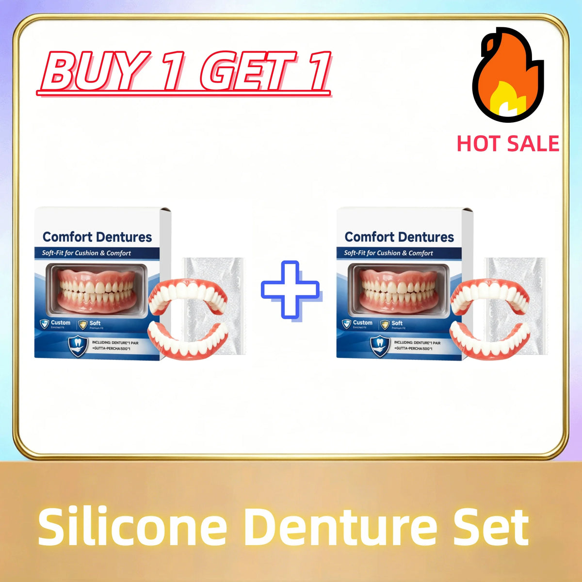 Full Silicone Denture Set – Lifelike Fake Teeth Upper & Lower Cosmetic Denture Set PLUSH Buy 1 Get 1 Free