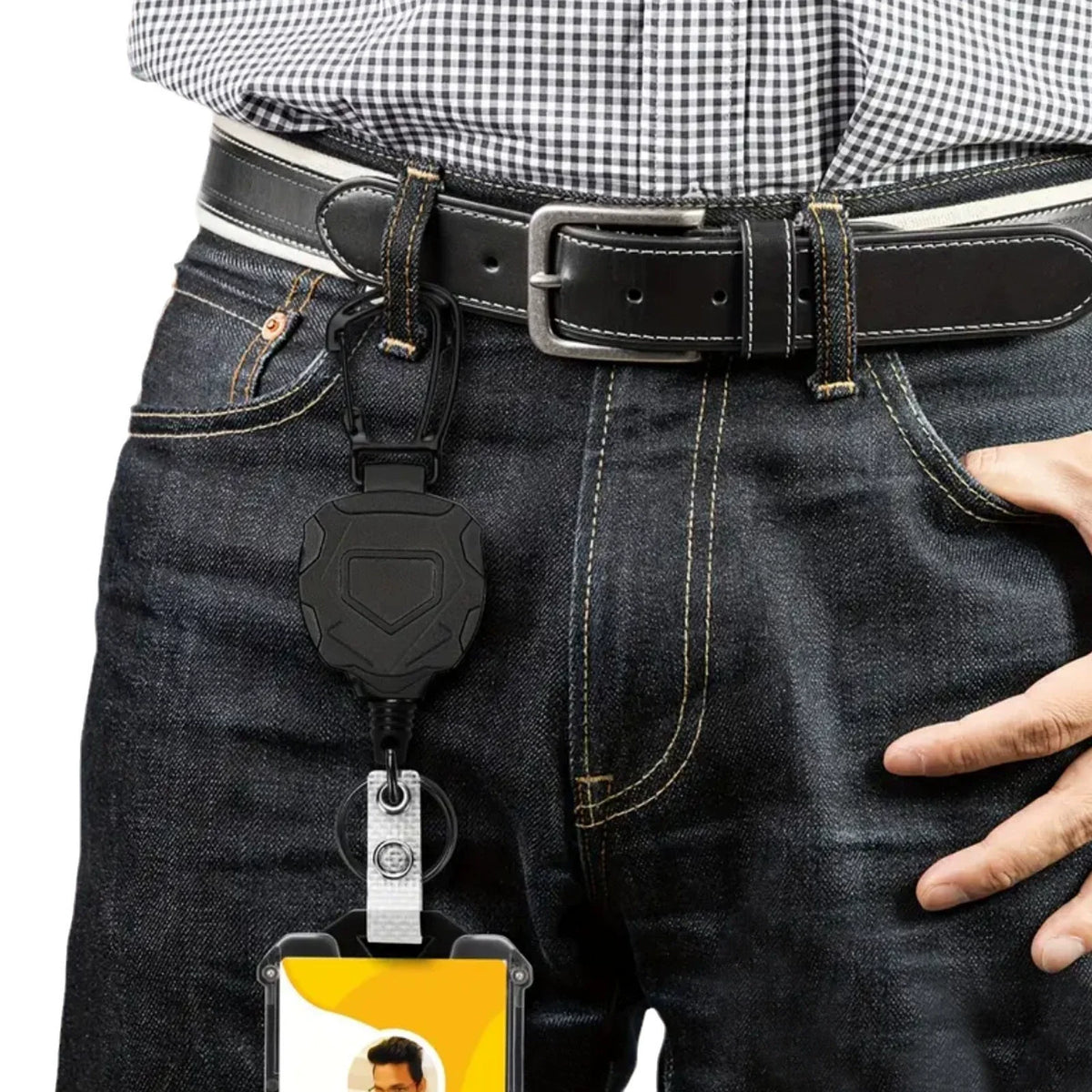 Retractable Carabiner Keychain & Vertical ID Card Badge Holder Retractable Badge Reel PLUSH