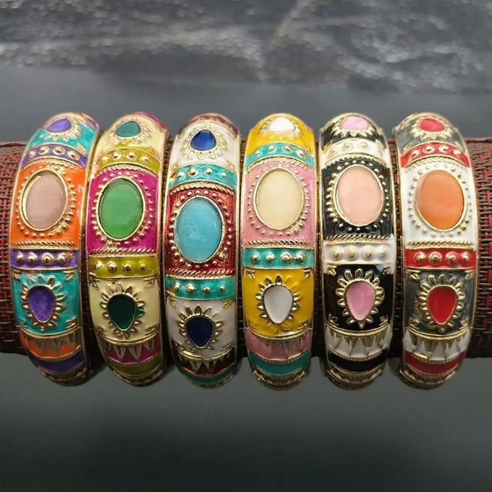 Chinese Cloisonné Enamel Peony Double Bangle Bracelet Women Enamel Bangle Bracelet PLUSH