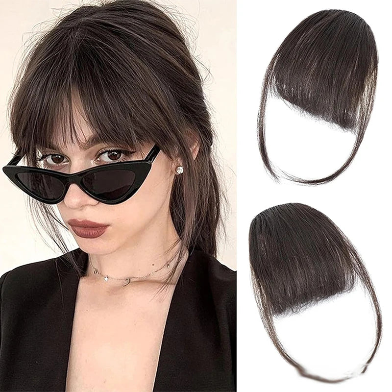 Clip-In Synthetic Air Bangs & Sideburns Hairpiece Black Brown Clip-In Hair Bangs PLUSH Black Brown 2