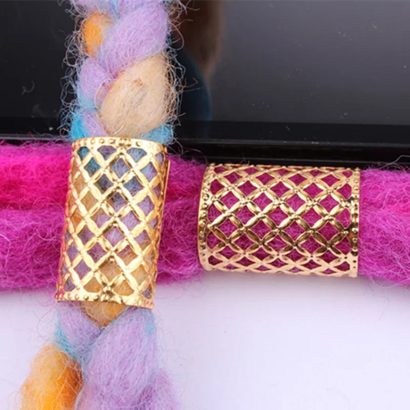 5pcs Hollow Flower Hair Cuffs – Dreadlock Braid Rings & Tubes Hair Braid Cuffs PLUSH