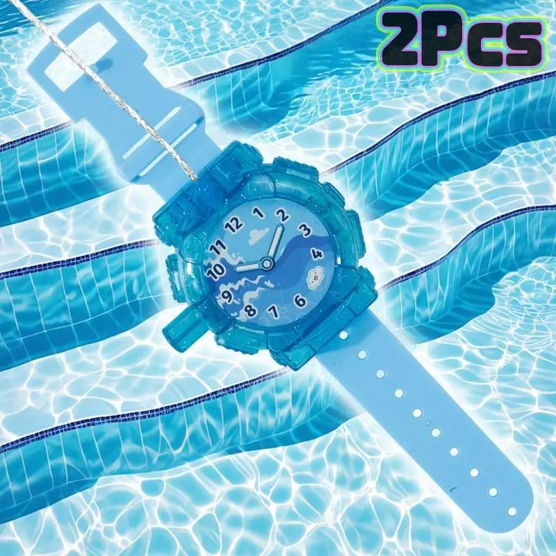Wrist Watch Water Squirter Toy 2pcs – Summer Prank & Party Novelty Squirt Toy PLUSH Blue
