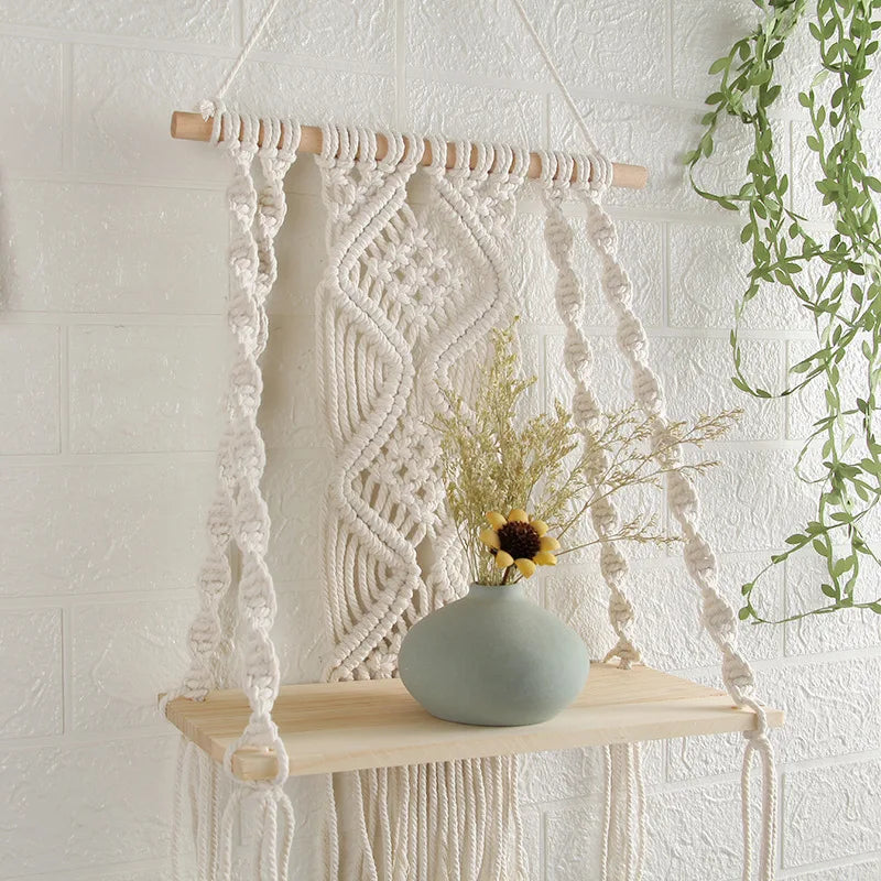 Bohemian Hand-Woven Cotton Rope Wall Hanging Tapestry 30×50cm Woven Wall Tapestry PLUSH