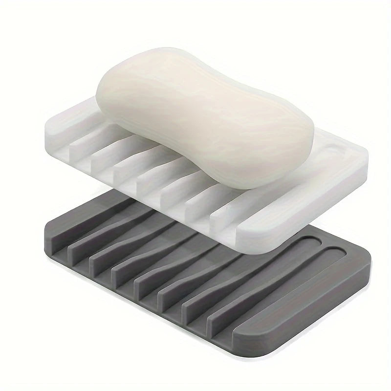 Silicone Square Soap Holder with Drainage – No Drilling Soap Dish Holder PLUSH