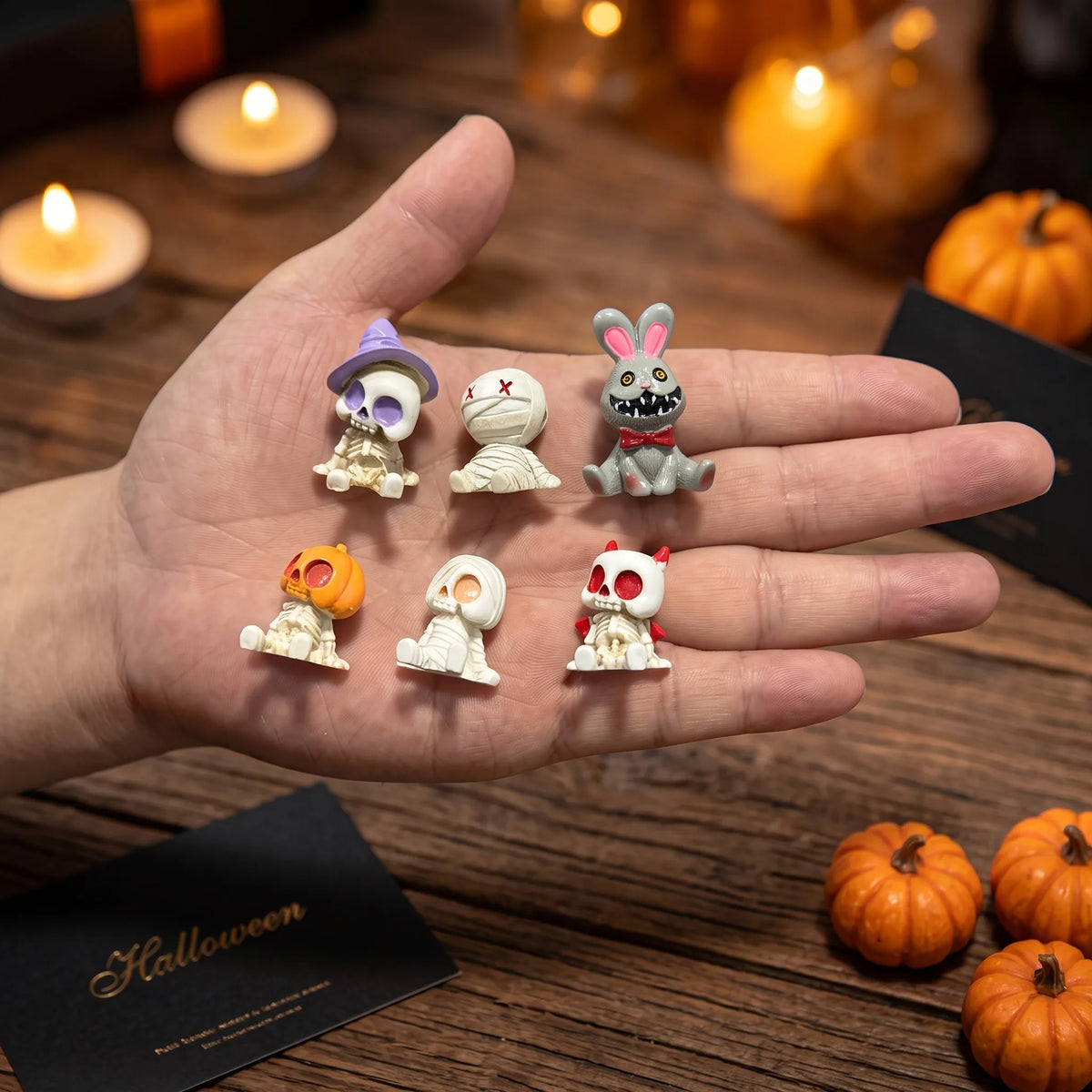 Halloween Skeleton & Mummy Mini Resin Figurines – 4/6Pcs Halloween Figurines PLUSH