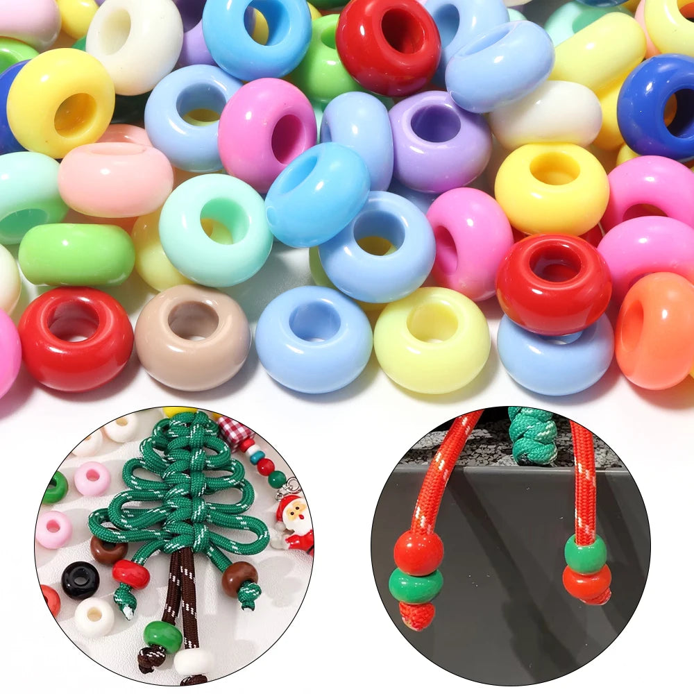 50pcs Multicolor Big Hole Acrylic Abacus Spacer Beads – DIY Acrylic Spacer Beads PLUSH