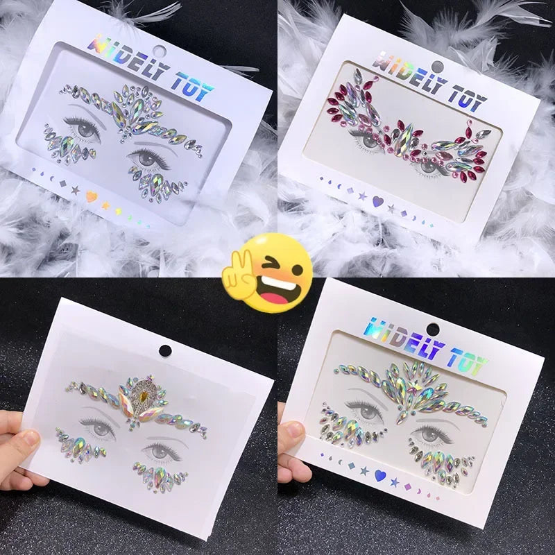 Crystal Face Gems Rhinestone Temporary Tattoo Stickers Face Gem Stickers PLUSH