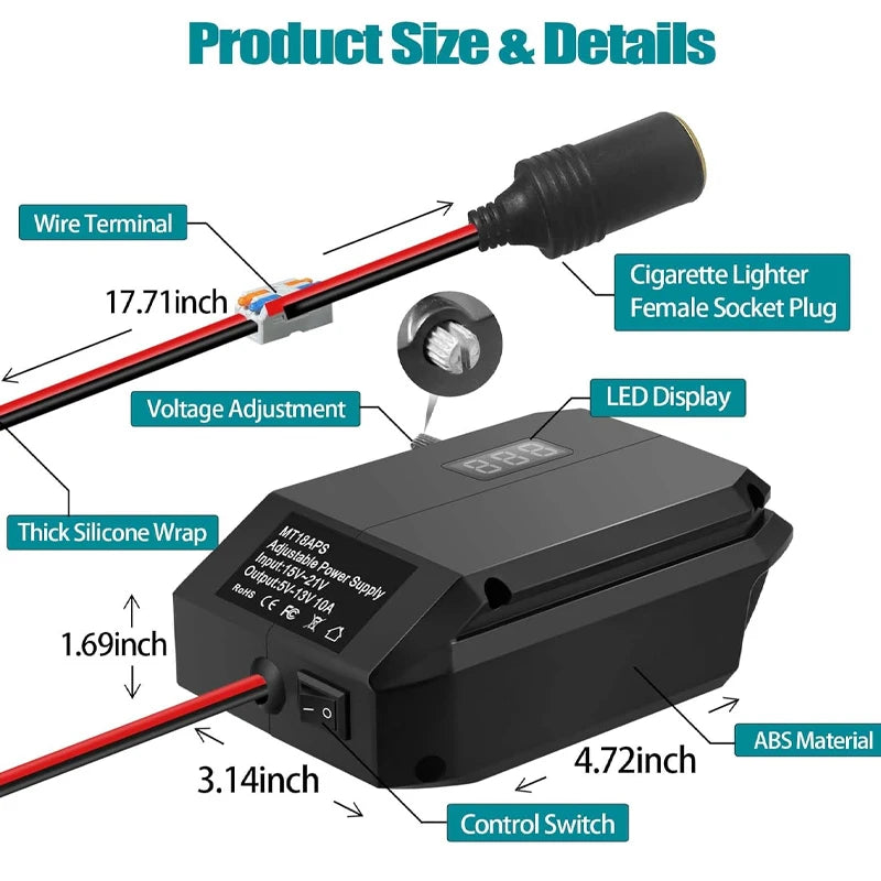DC 18V to 12V Step-Down Converter for Makita Battery Adapter Voltage Converter Adapter PLUSH