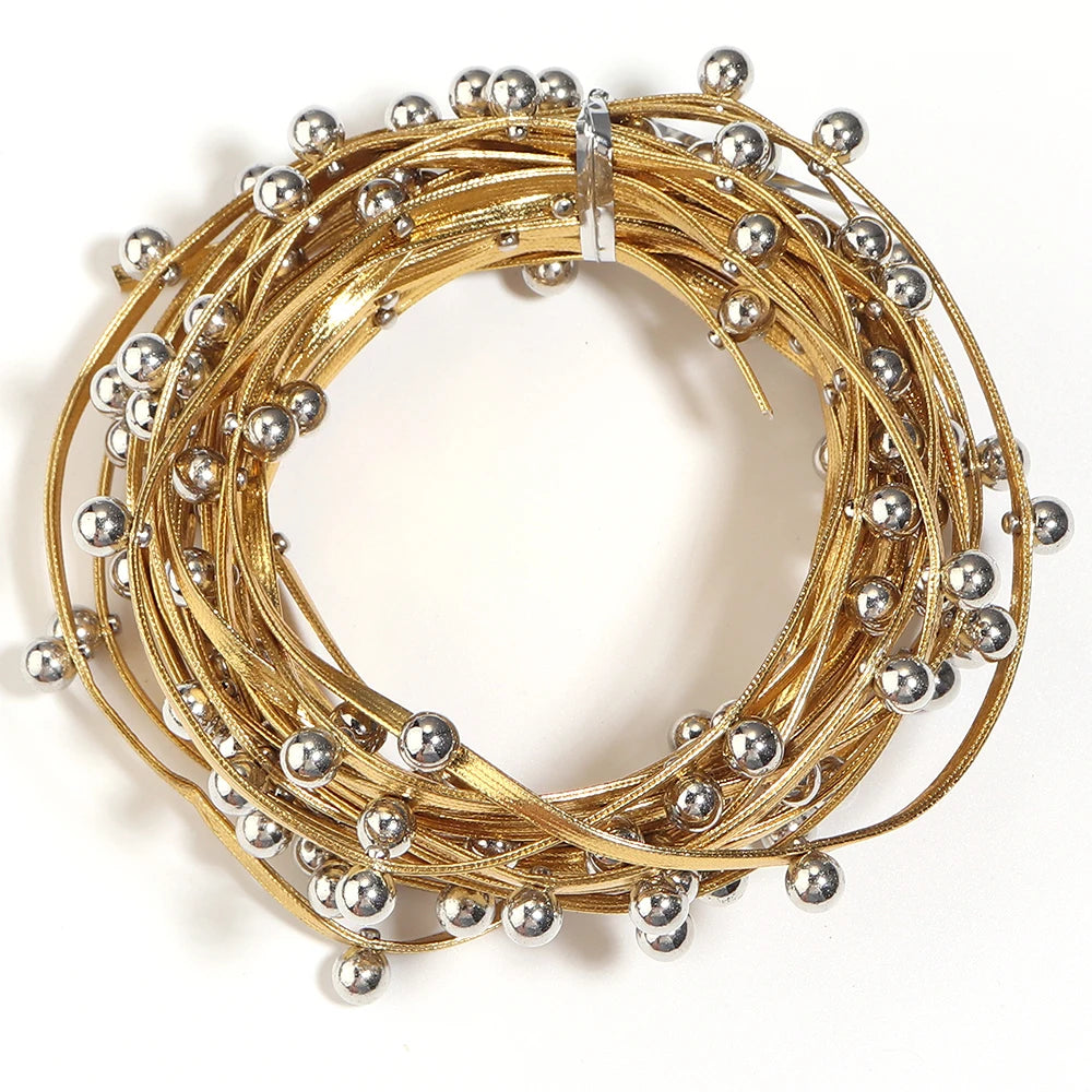 5 Yards Studded PU Leather Cord with Metal Ball Beads – DIY Leather Jewelry Cord PLUSH gold