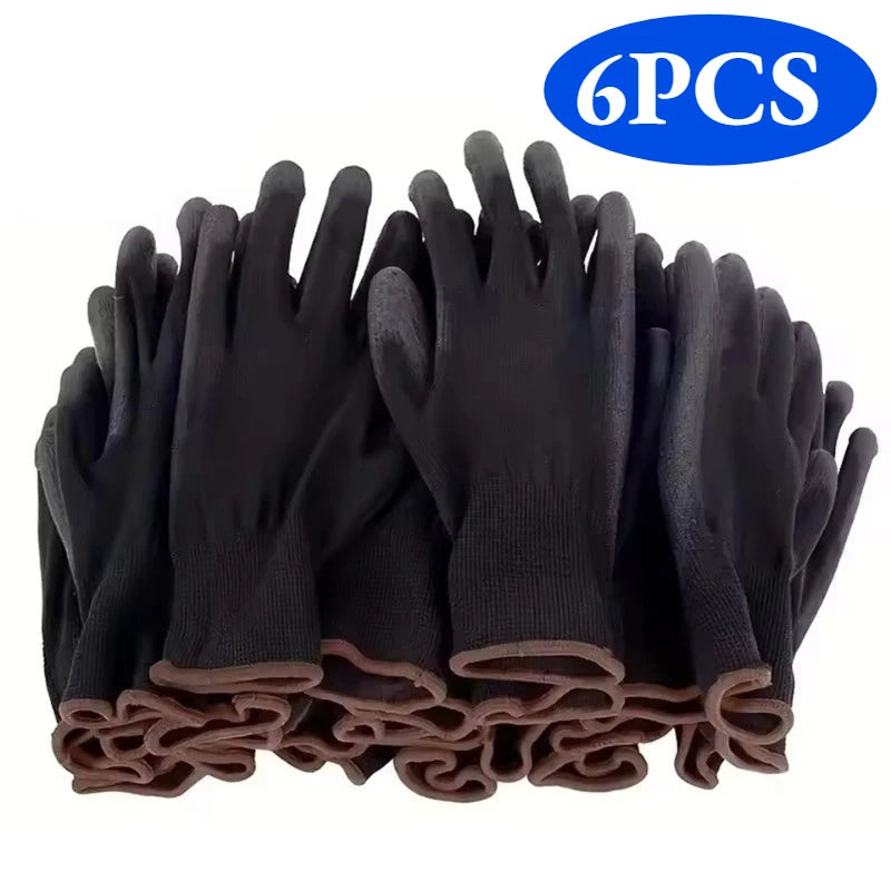 PU Coating Work Gloves Anti-Slip Nylon – 6/12/18 Pack PU Work Gloves PLUSH 6PCS XL