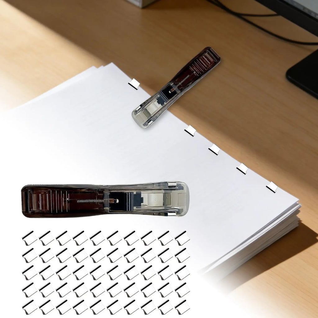 Mini Traceless Push Stapler – Reusable Office & School Binder Mini Push Stapler PLUSH