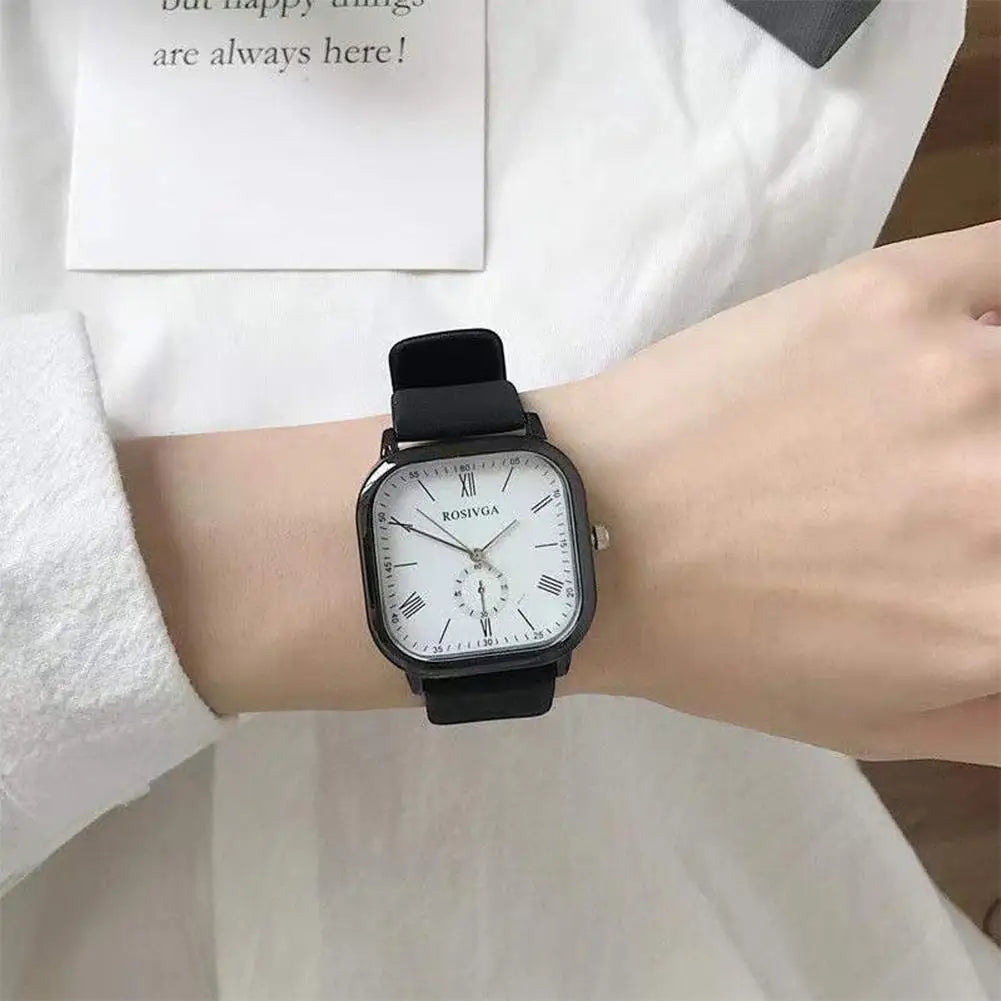 Square Dial Quartz Watch – Silicone Strap Men Women Students Quartz Wristwatch PLUSH