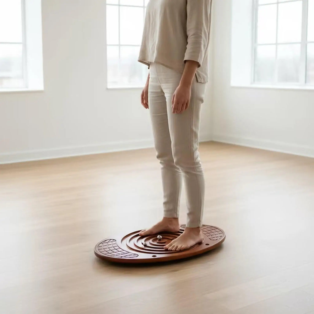 Rocking Wooden Balance Board with Maze & Steel Balls Balance Training Board PLUSH