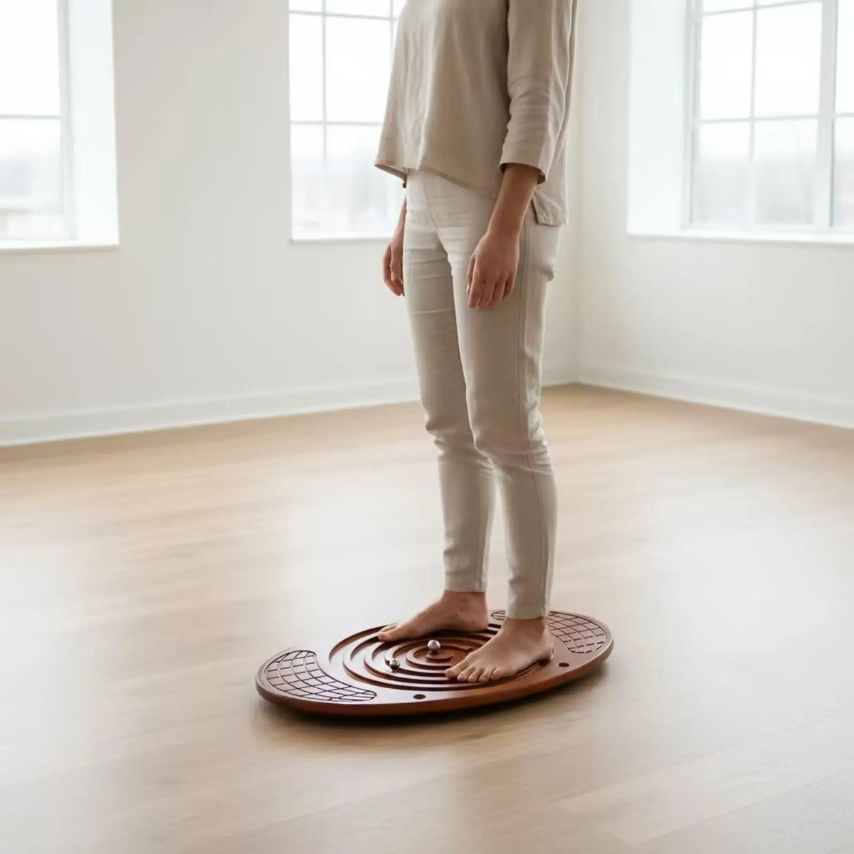 Rocking Wooden Balance Board with Maze & Steel Balls Balance Training Board PLUSH