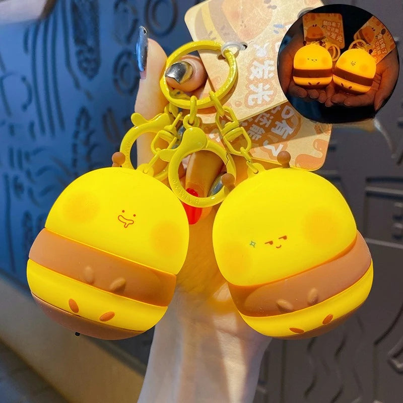 Glowing Bee Silicone Keychain – Cute Light-Up Bag Charm Novelty Keychain PLUSH