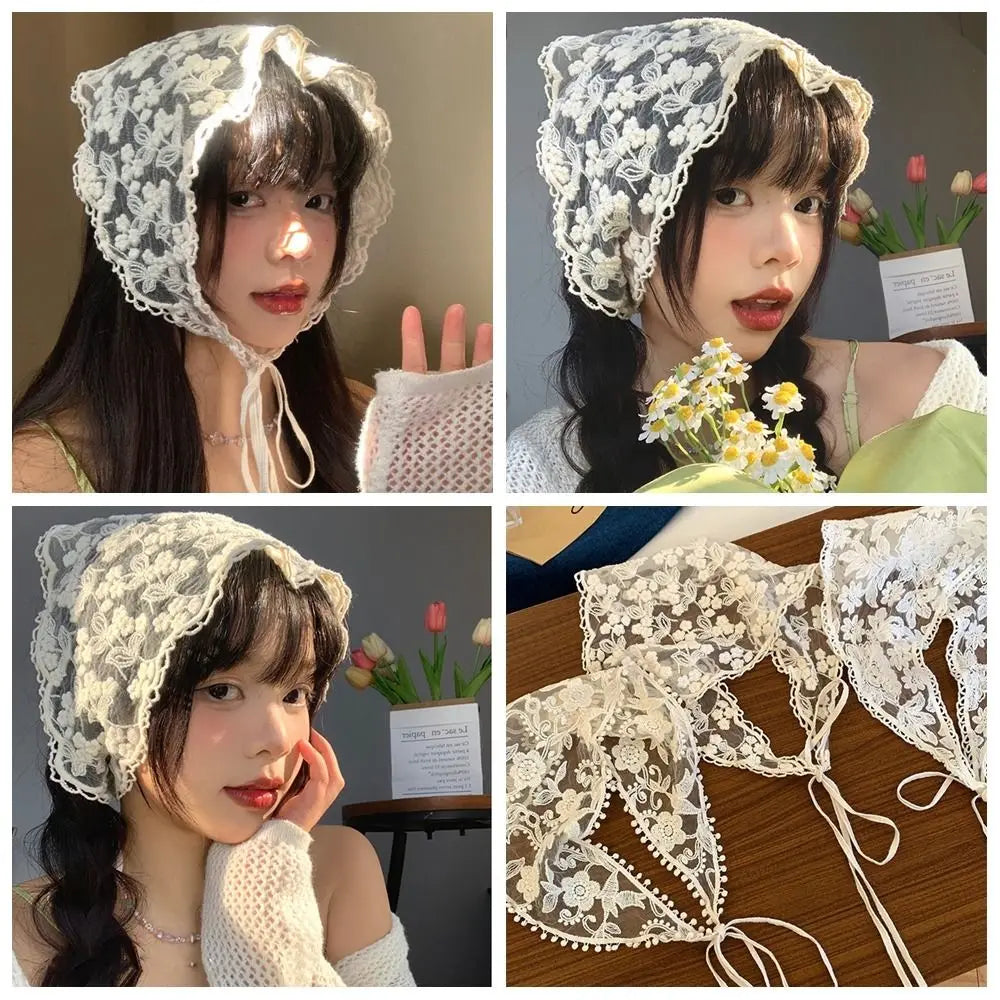 Vintage Lace Triangle Bandana Hair Scarf & Headband – Women Bandana Hair Scarf PLUSH