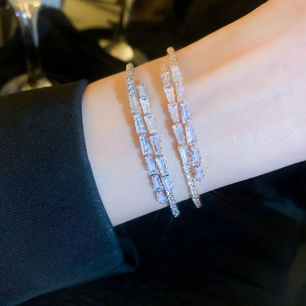 Rhinestone Stainless Steel Cuff Bangle Bracelet for Women Cuff Bangle Bracelet PLUSH