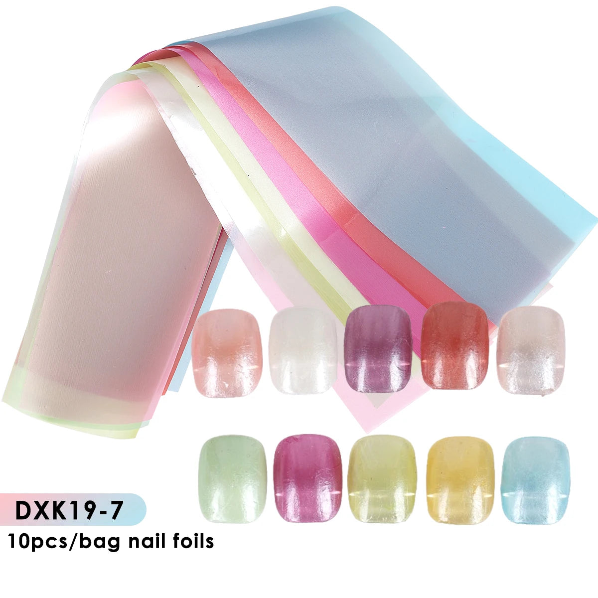 Matte Metallic Nail Foil Wraps 10-Pack – Gold Silver Starry Sky Nail Foil Wraps PLUSH DXK19-07