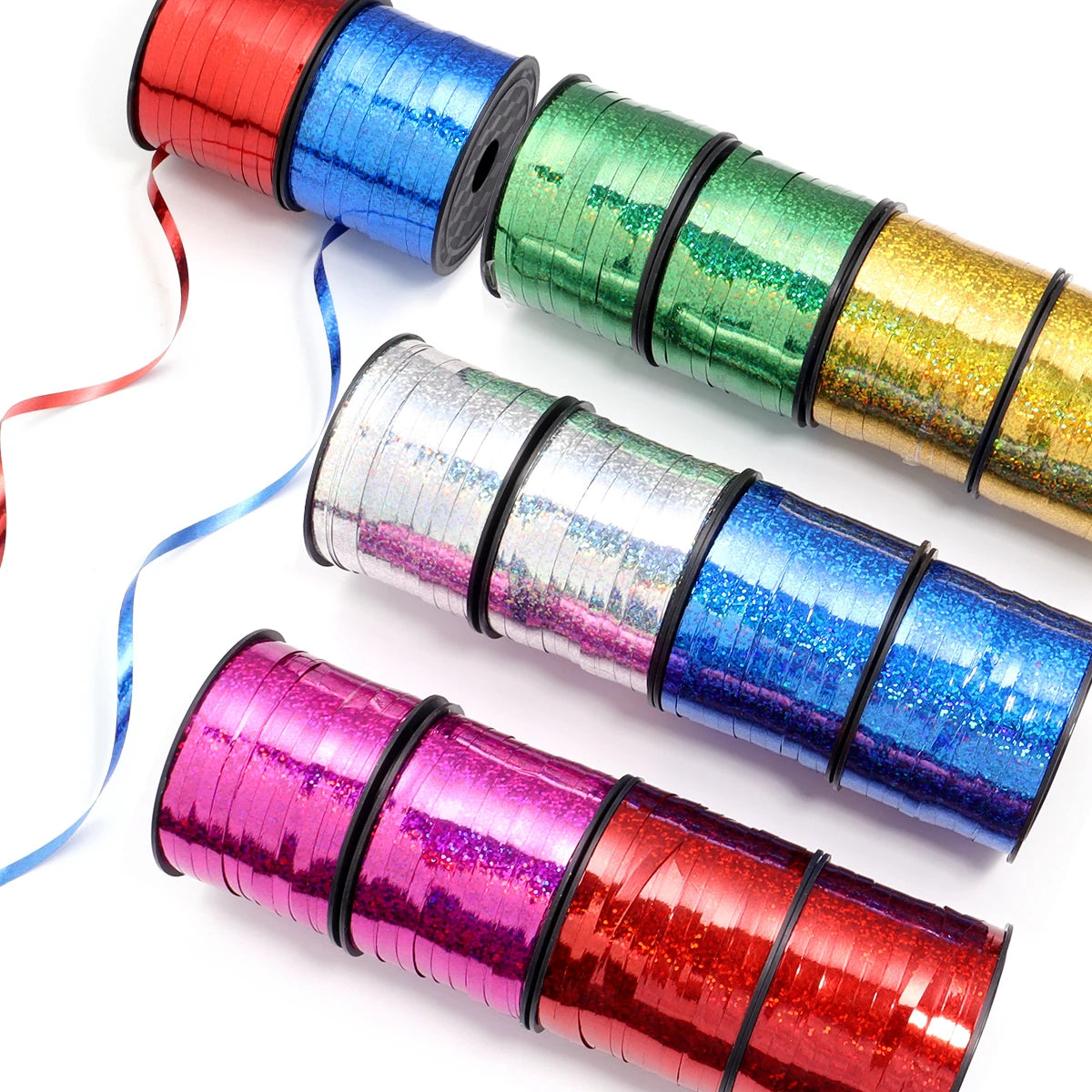 100 Yards Laser Ribbon Roll – Colorful Balloon & Gift Ribbon Craft Ribbon Roll PLUSH