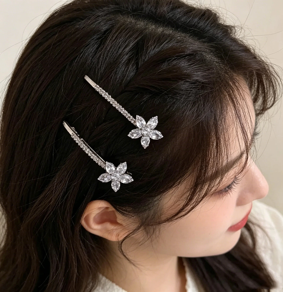 Floral Rhinestone Metal Hair Clips for Women – 2pcs Set Hair Clips PLUSH