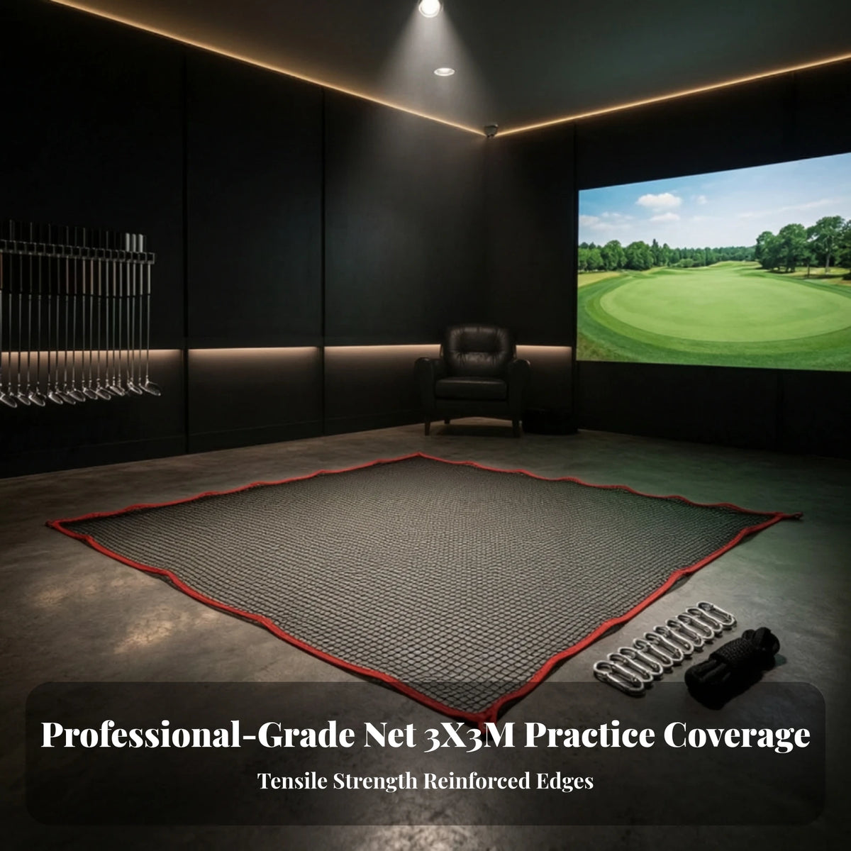 Heavy Duty Golf Practice Net 300x300cm with Rope & Carabiners Golf Practice Net PLUSH