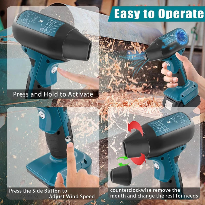 ZWINCKY 130000RPM Cordless Turbo Jet Blower | Makita DeWalt Bosch Cordless Blower Fan PLUSH