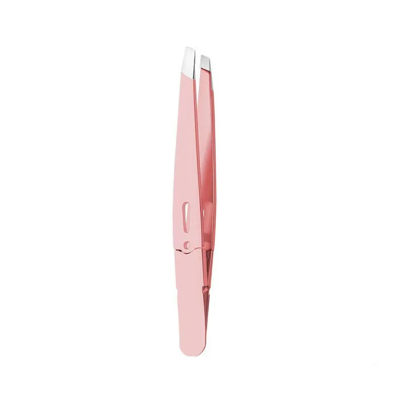 Slant Tip Stainless Steel Eyebrow Tweezer – Precision Makeup Tool Eyebrow Tweezer PLUSH Pink