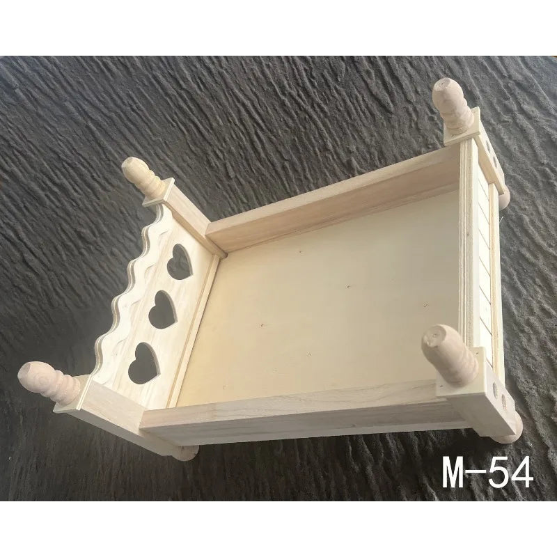 Newborn Photography Props Small Wooden Bed – Baby Studio Prop Photography Prop PLUSH
