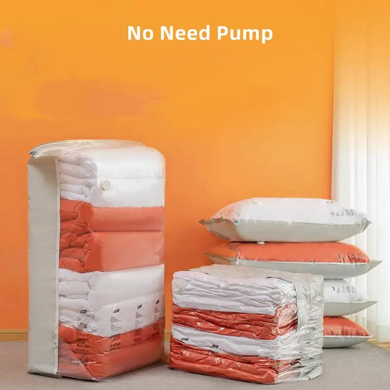 TAILI No-Pump Vacuum Storage Bags for Clothes & Blankets 3-5pc Vacuum Storage Bags PLUSH