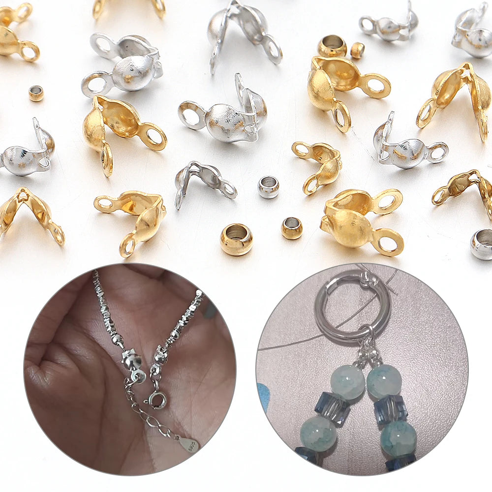 Stainless Steel Jewelry Clasps & Crimp Stopper Beads DIY Set Jewelry Findings Set PLUSH