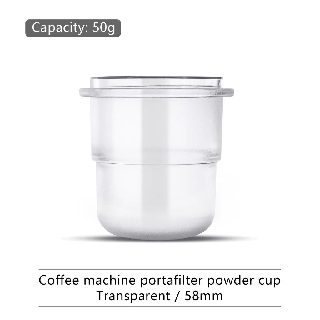 58mm Frosted Espresso Dosing Cup – Clear Coffee Accessory Espresso Dosing Cup PLUSH 58mm-Transparent
