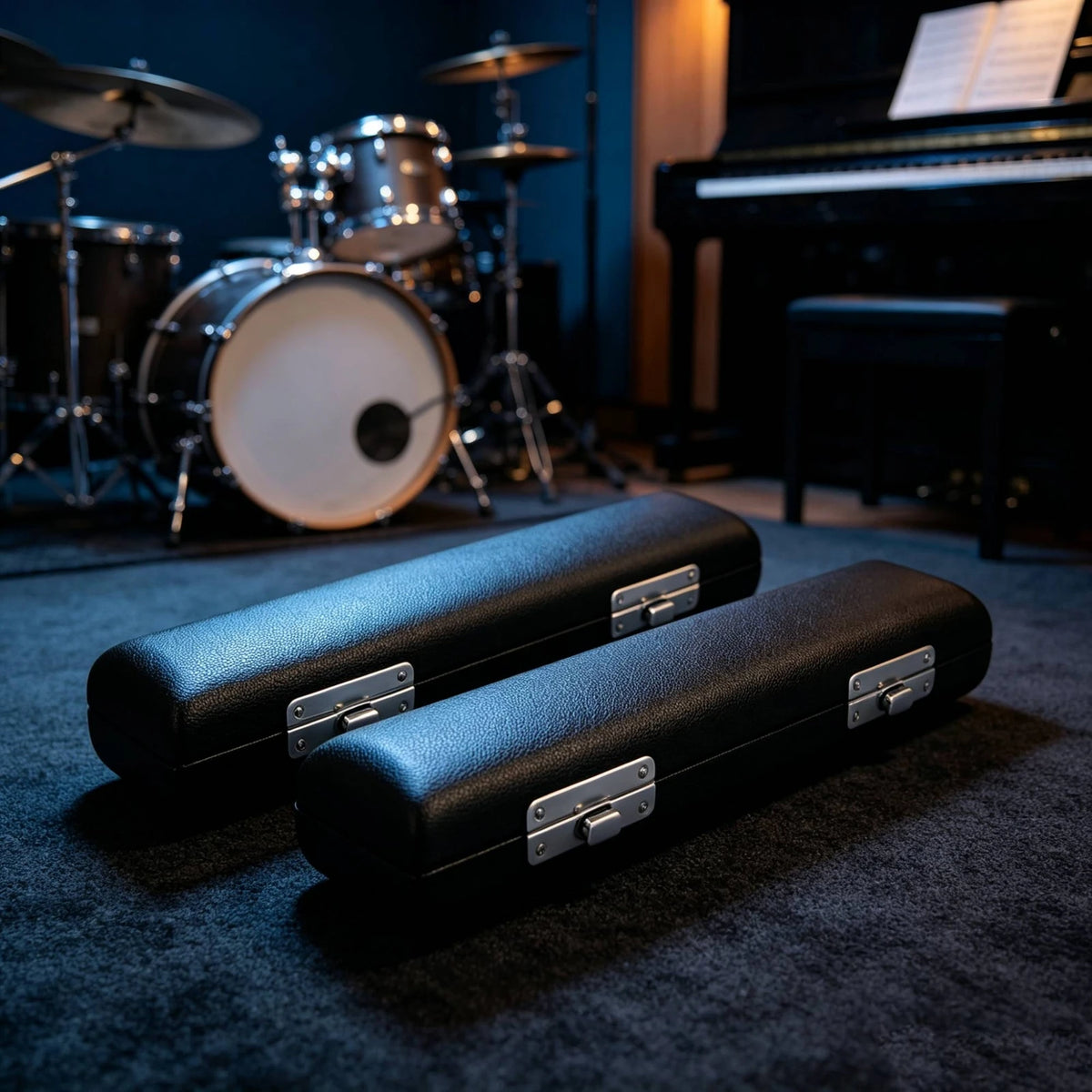 2-Pack Hard Shell Piccolo Case with Soft Padding – Lightweight Piccolo Instrument Case PLUSH