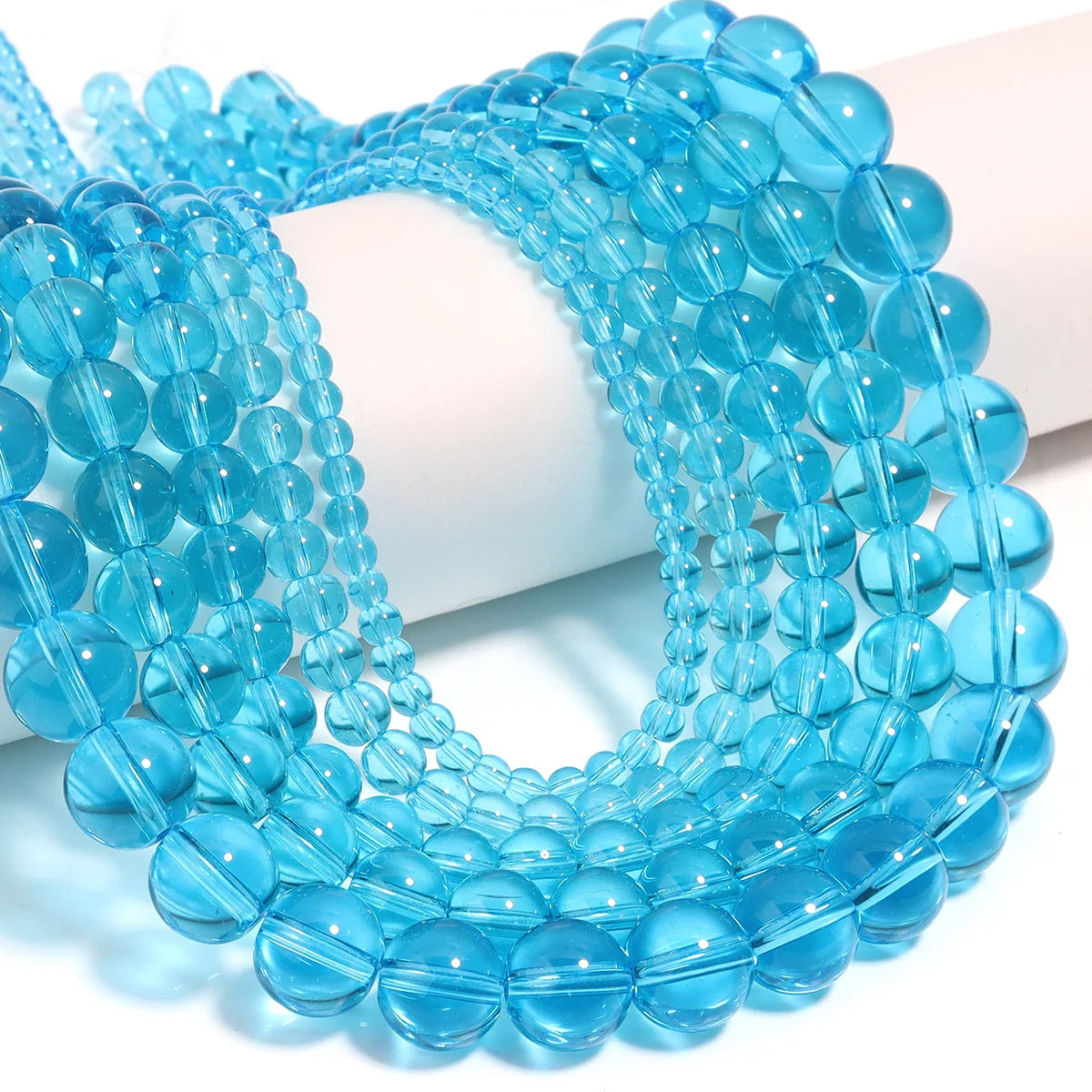 Lake Blue Round Glass Crystal Spacer Beads – DIY Jewelry Glass Spacer Beads PLUSH